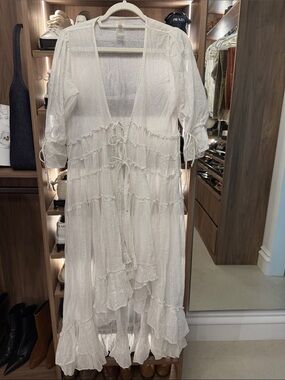 PQ Swim White Sheer Ruffled Swim Coverup